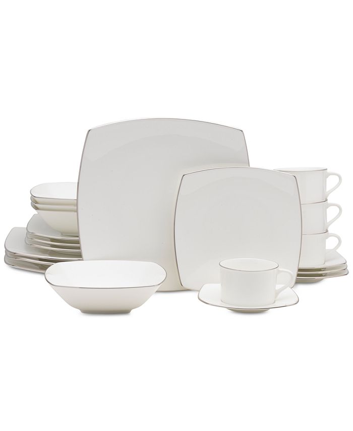 Mikasa Galleria CIRCUIT Set of 4 Dinner Plates Black White FK908 Mikasa Galleria CIRCUIT Set of 4 Dinner Plates Black White FK908