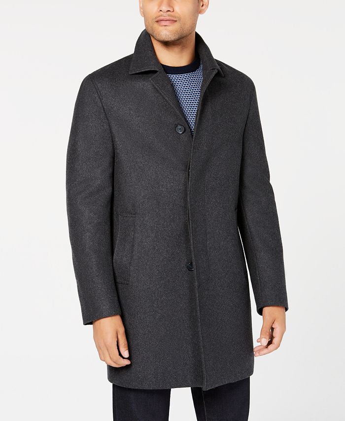DKNY Men's Slim-Fit Darcy Graphite Overcoat - Macy's