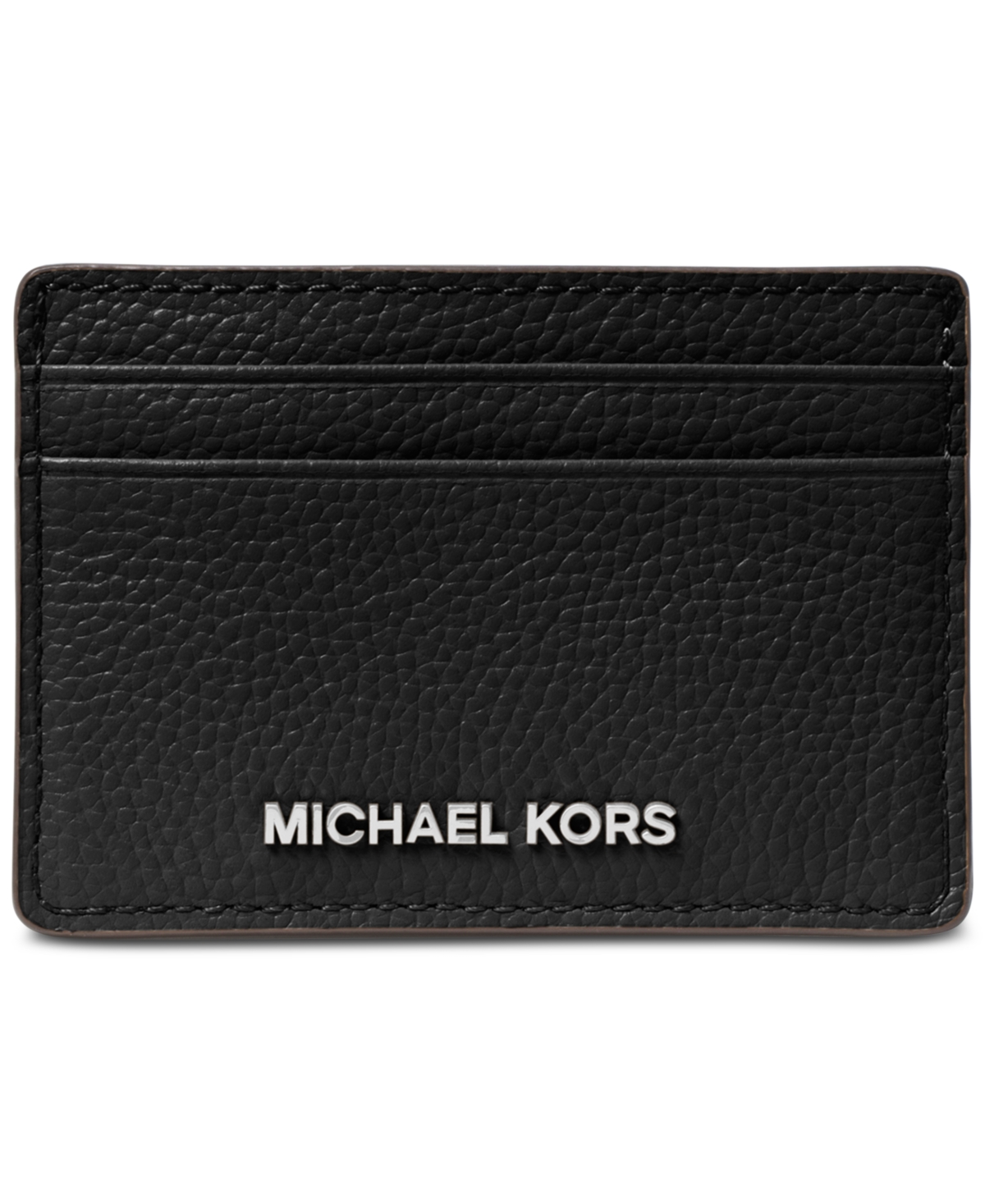 Shop Michael Kors Michael  Jet Set Card Holder In Black,silver