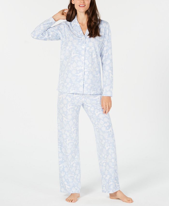 Charter Club Petite Printed Fleece Pajama Set, Created for Macy's - Macy's