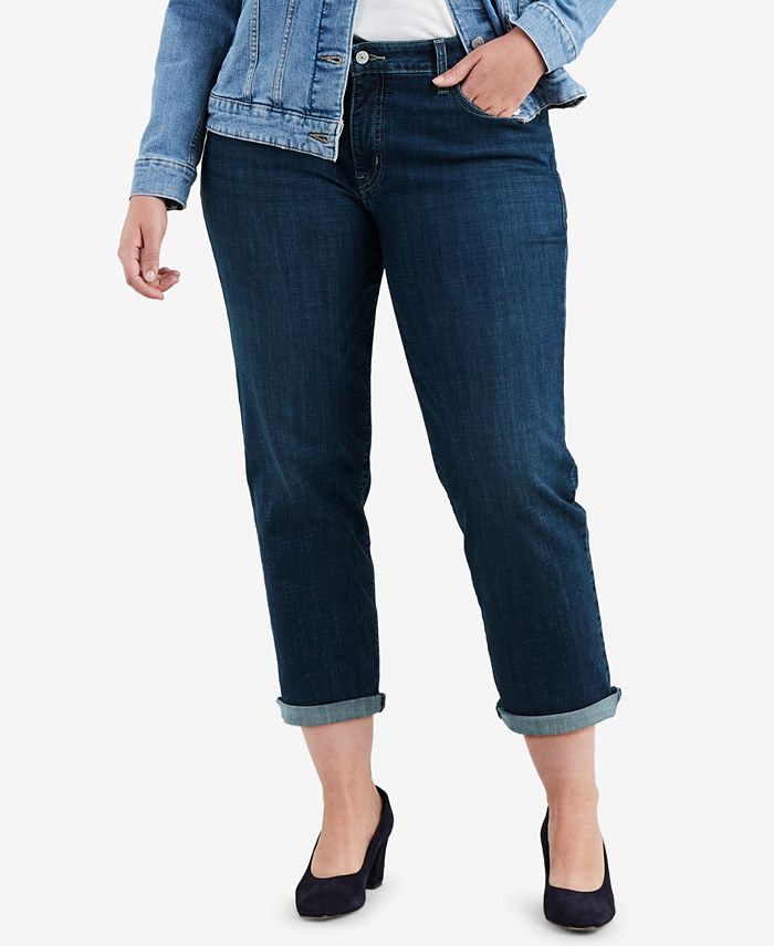 Levi's Trendy Plus Size Stretch Boyfriend-Fit Jeans & Reviews - Jeans - Plus  Sizes - Macy's