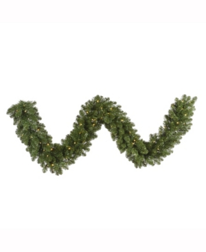 Vickerman 9' X 14" Grand Teton Artificial Christmas Garland With 100 Warm White Led Lights In Green