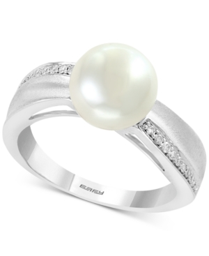 image of Effy Cultured Freshwater Pearl (8-1/2mm) & Diamond (1/10 ct. t.w.) Ring in Sterling Silver