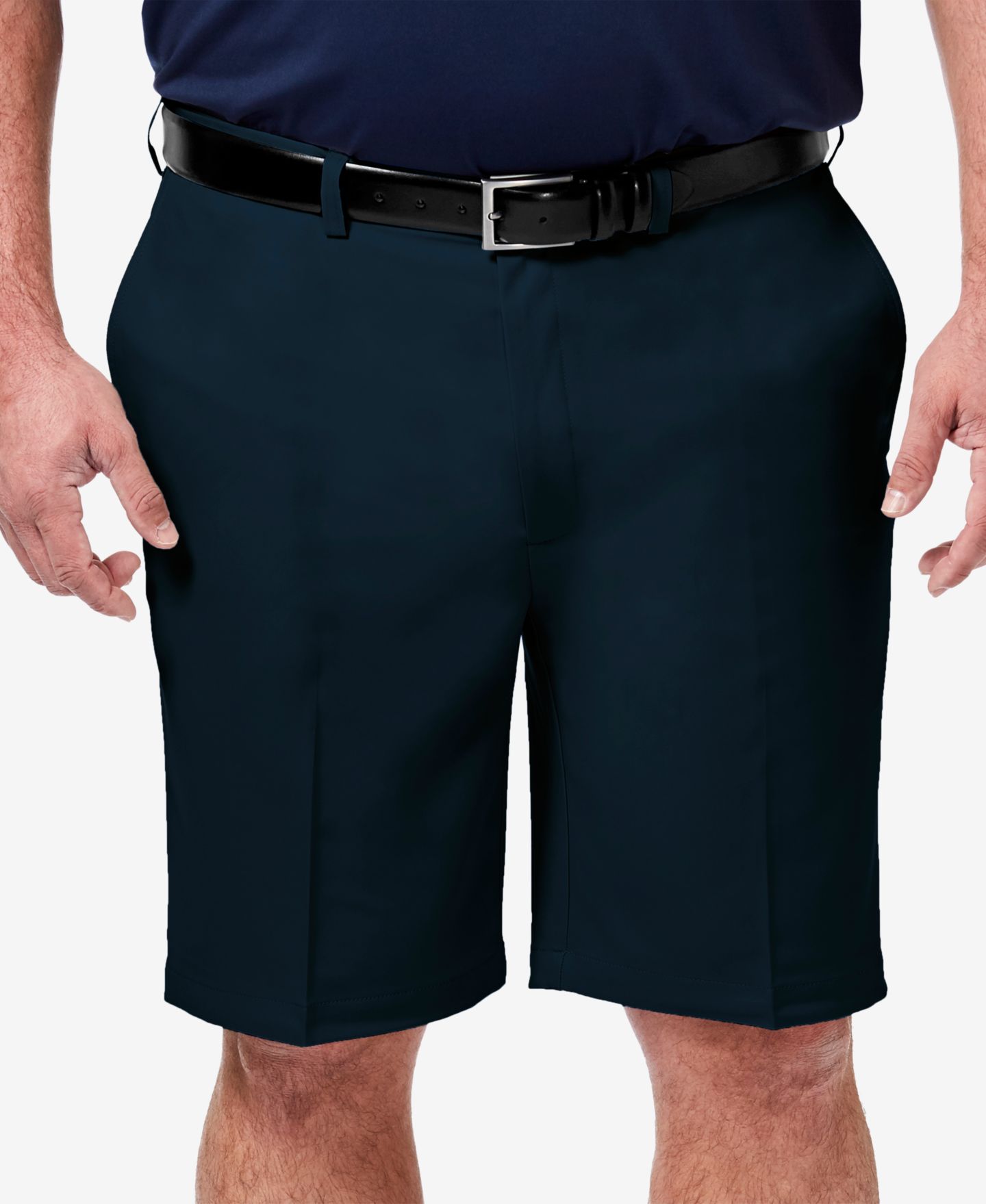 Мужские шорты Haggar Big & Tall Cool 18 PRO® Classic-Fit Stretch Flat-Front 9.5" Shorts, цвет: Тёмно-синий — фото 1