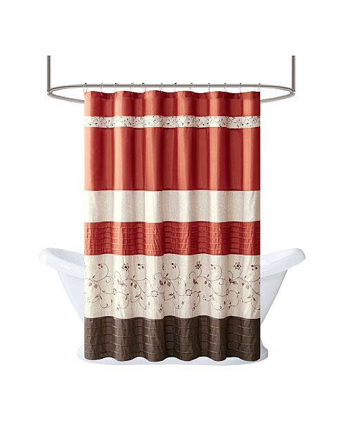 Madison Park Serene 72" x 72" Faux Silk Embroidered Floral Shower