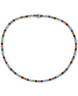 image of Multi-Gemstone Link Necklace (30 ct.t.w) in Sterling Silver