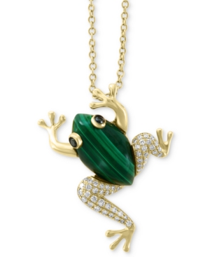 image of Effy Malachite (14 x 8mm) & Diamond (1/6 ct. t.w.) Frog 18