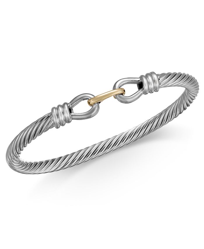 Macy's Cable Bangle Bracelet (5mm) in Sterling Silver & 14k Gold - Macy's