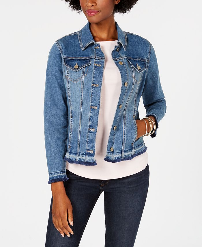 Charter Club Frayed-Trim Jean Jacket, Created for Macy's & Reviews ...