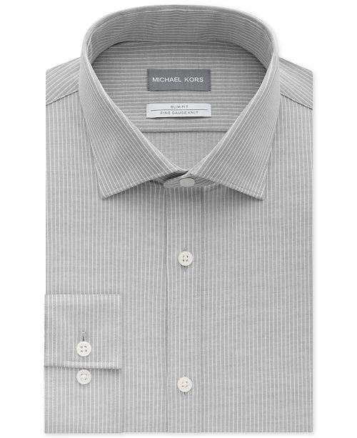 Michael Kors Men's Slim-Fit Non-Iron Stretch Knit Dress Shirt & Reviews ...