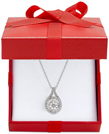 Macy's diamond baguette cluster pendant necklace deals