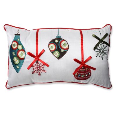 Pillow Perfect - Holiday Ornaments Red/Green Rectangular Throw Pillow
