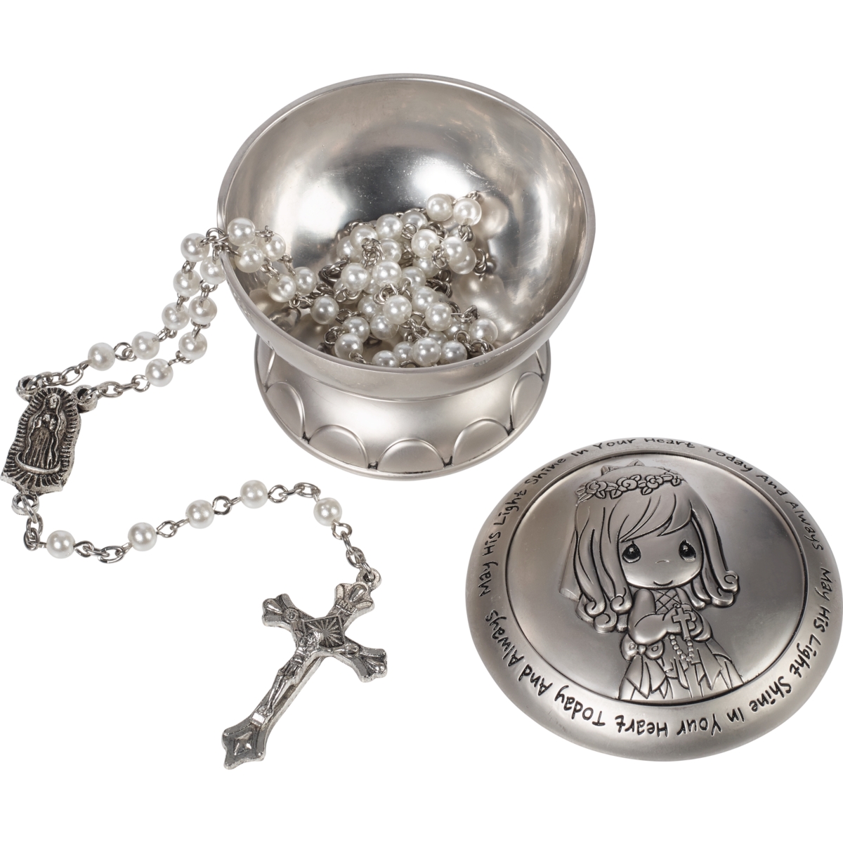 May His Light Shine First Communion Rosary and Box, Girl - Multi
