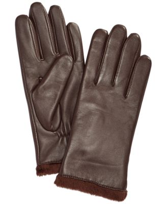 brown leather tech gloves