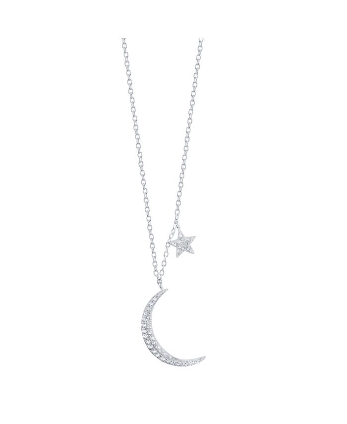 Unwritten Cubic Zirconia Moon and Star Necklace in Sterling Silver - Macy's