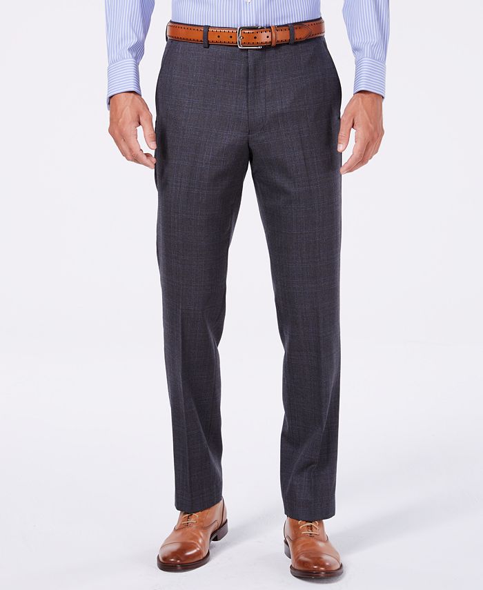 Vince Camuto Men's Slim-Fit Stretch Medium Gray Plaid Flannel Wool Suit ...