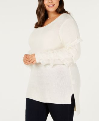 One A - Plus Size Fringed-Sleeve Tunic Sweater