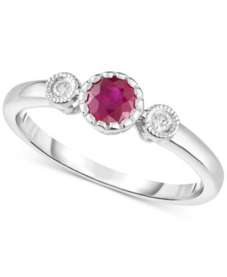 Macy's - Ruby (3/8 ct. t.w.) & Diamond Accent Ring in 14k White Gold