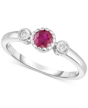 image of Certified Ruby (3/8 ct. t.w.) & Diamond Accent Ring in 14k White Gold