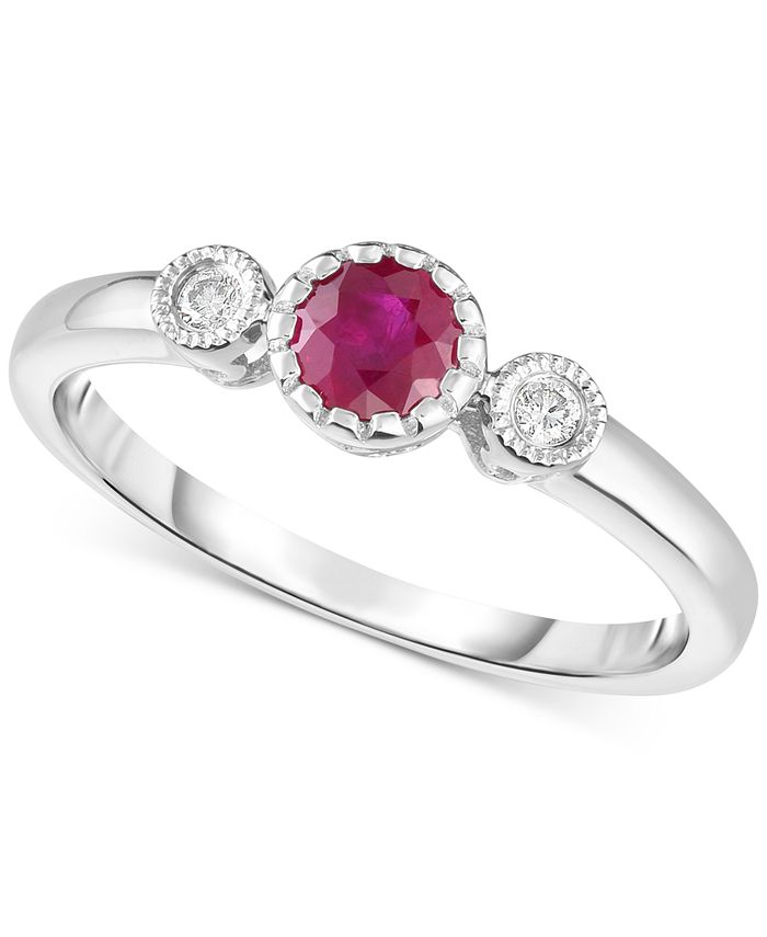 Macy's Ruby (3/8 ct. t.w.) & Diamond Accent Ring in 14k White Gold - Macy's