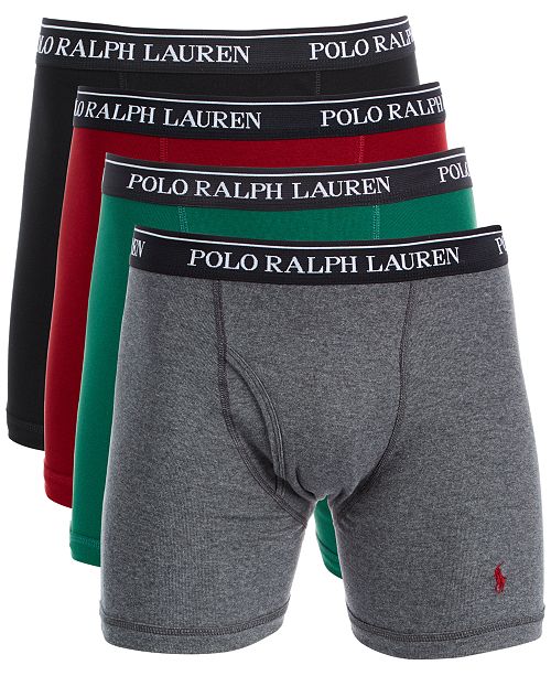 Polo Ralph Lauren Men's Classic-Fit Knit Cotton Boxer Briefs, 3+1 Bonus ...