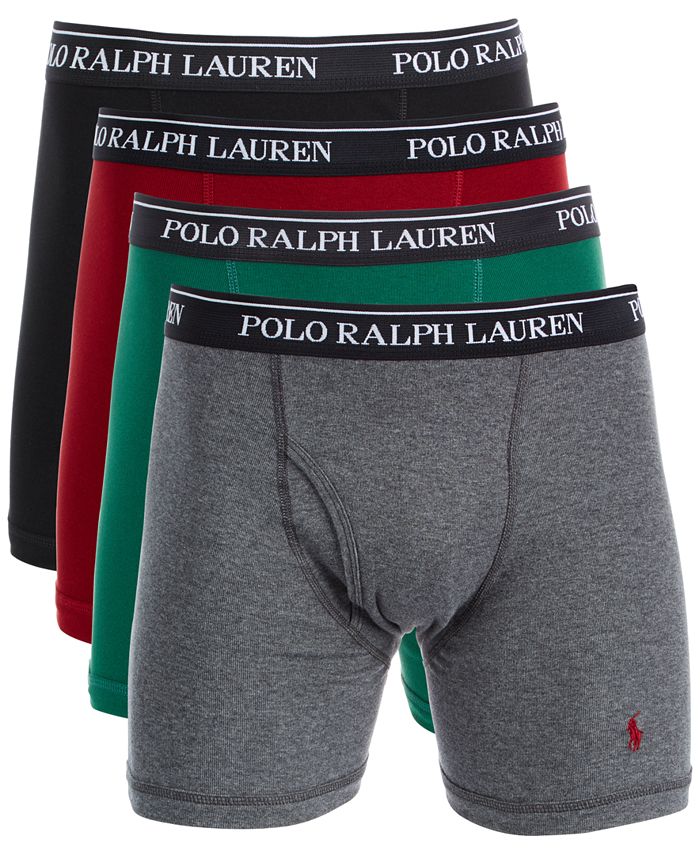 Polo Ralph Lauren Men's Classic-Fit Knit Cotton Boxer Briefs, 3+1 Bonus ...