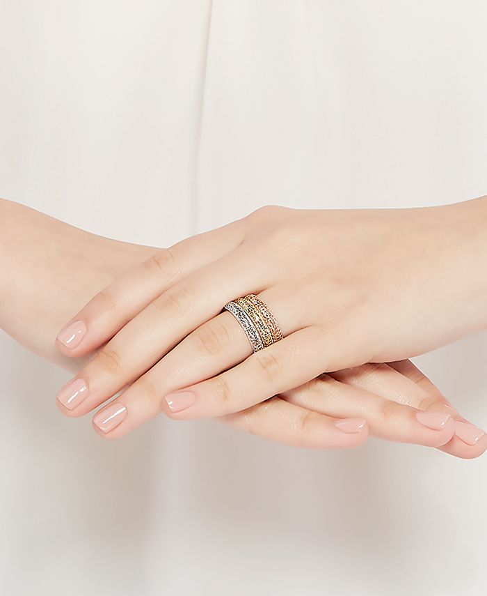 Macy's 3-Pc. Set Tricolor Stacking Rings in 10k Gold, White Gold & Rose ...