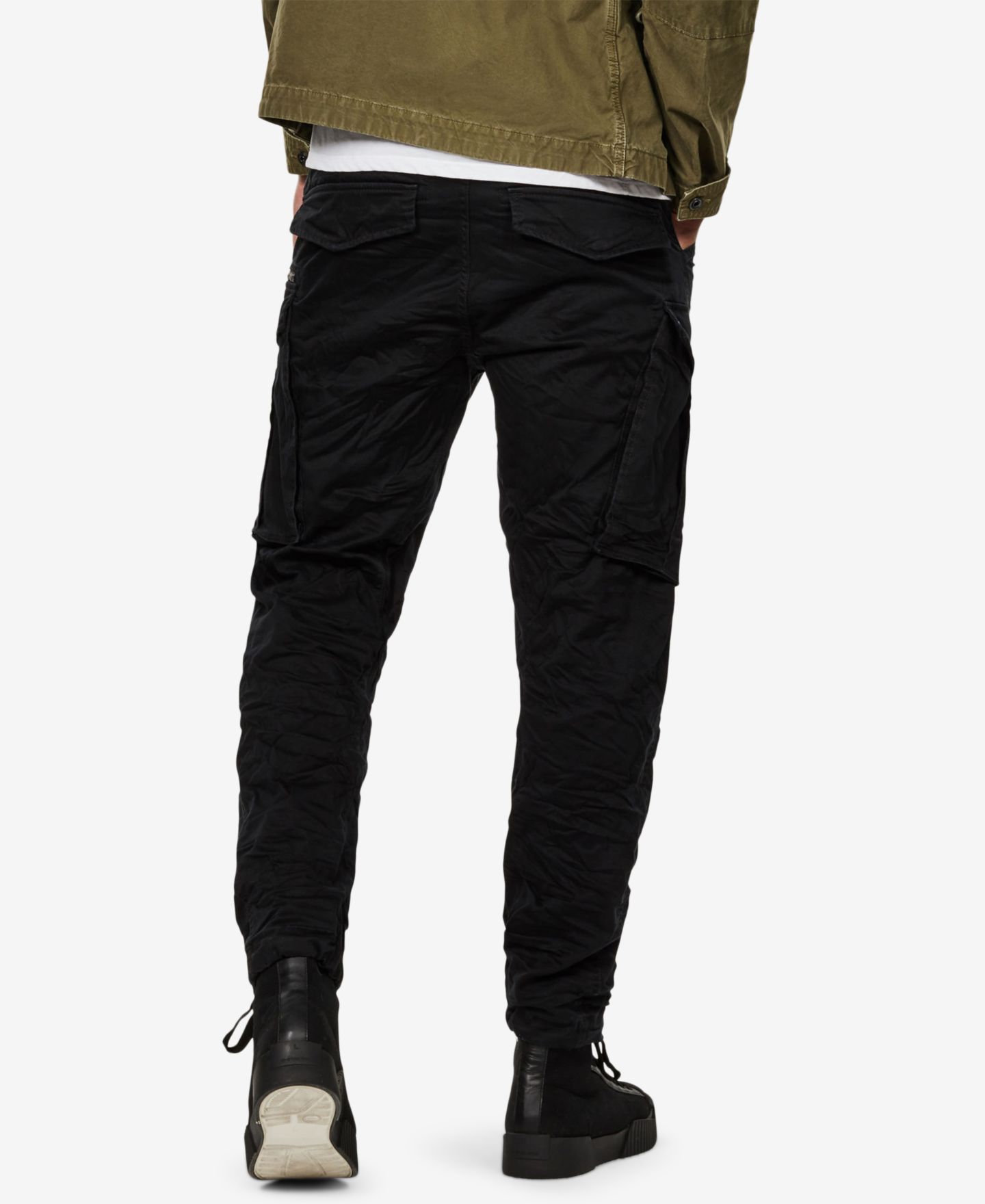 Мужские брюки G-Star Raw Rovic Zip 3D Straight Tapered Cargo Pant, цвет: Тёмный чёрный — фото 3