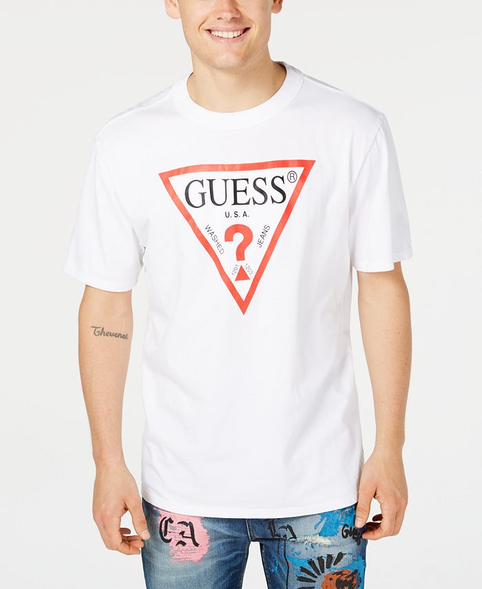 GUESS Men's Oversized Triangle Logo Graphic T-Shirt - Macy's