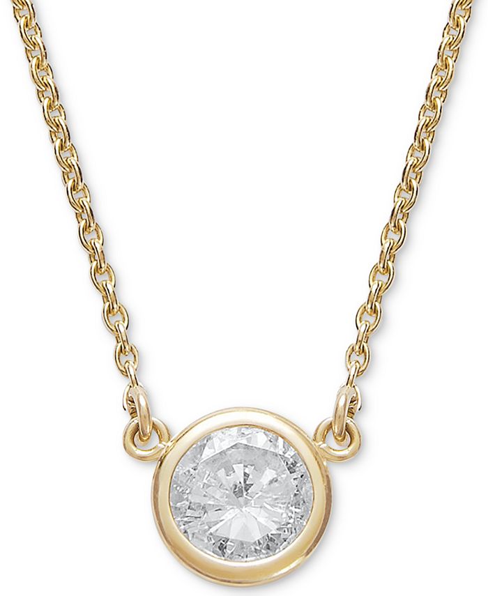 Macy's Bezel-Set Diamond Pendant Necklace (1/5 ct. t.w.) in 14K Gold or White Gold - Macy's