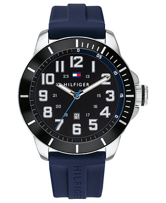 Tommy Hilfiger Men's Blue Silicone Strap Watch 46mm, Created for Macy's ...