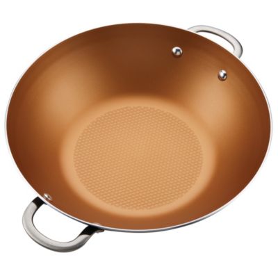 Ayesha Curry - (tm) Home Collection Porcelain Enamel Nonstick Wok, 14-Inch, Brown Sugar