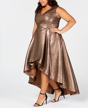 Calvin Klein Plus Size Metallic High-Low Gown & Reviews - Dresses - Women -  Macy's