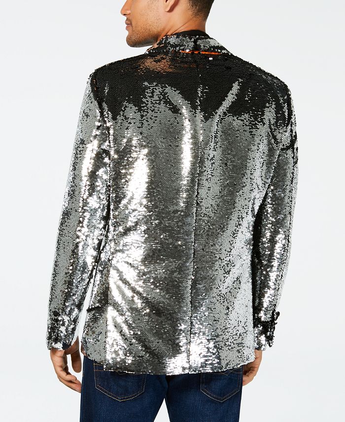 Tallia Men's Slim-Fit Silver/Black Reversible Sequin Dinner Jacket - Macy's