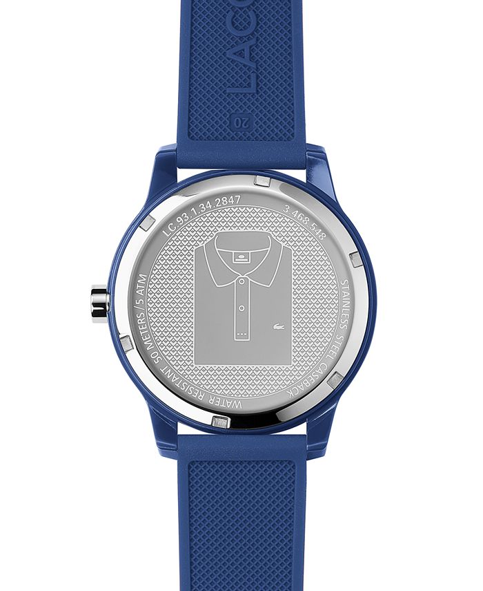 Lacoste Men's 12.12 Blue Silicone Strap Watch 42mm Macy's