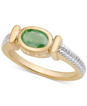 image of Sapphire Two-Tone Ring (9/10 ct. t.w.) in 14k Gold-Plated Sterling Silver (Also in Rhodolite Garnet, Emerald, Blue Topaz, Peridot & Ruby)