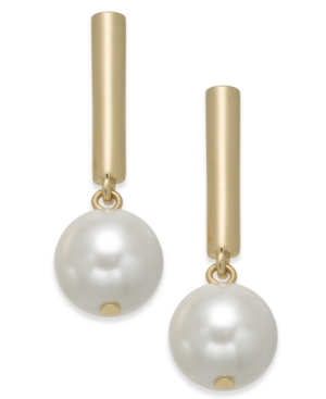 image of Alfani Bar & Imitation Pearl Drop Earrings, Created for Macy-s