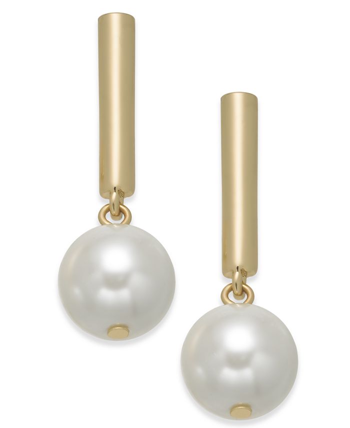 Macy's - Bar & Imitation Pearl Drop Earrings