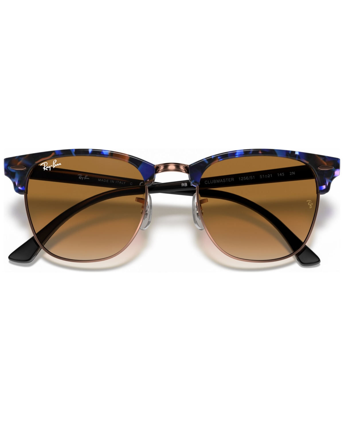 Ray-Ban Sunglasses, Clubmaster Fleck RB3016 -BLUE / CLEAR GRADIENT BROW