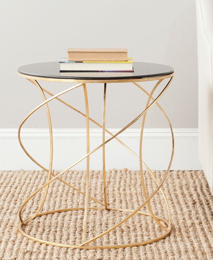 Safavieh - Cagney Glass Top Round Accent Table, Quick Ship