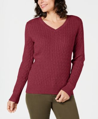 Karen Scott Cotton Cable-Knit Sweater, Created For Macy's - Macy's