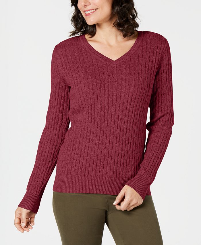 Karen Scott Cotton Cable-Knit Sweater, Created for Macy's - Macy's