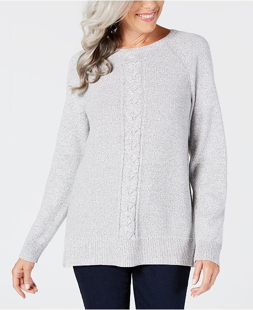 Karen Scott Marled CableKnit Sweater, Created for Macy's Sweaters