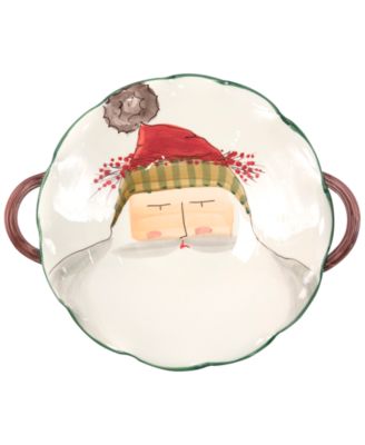VIETRI - Old St. Nick Scallop Handled Bowl with Face