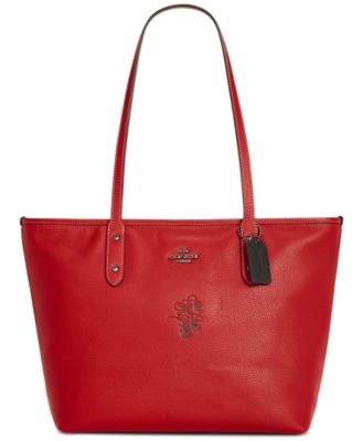 COACH Minnie Motif City Tote in Pebble Leather Macy s