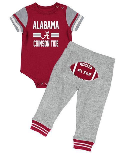 Colosseum Alabama Crimson Tide Football Creeper Pant Set Infants