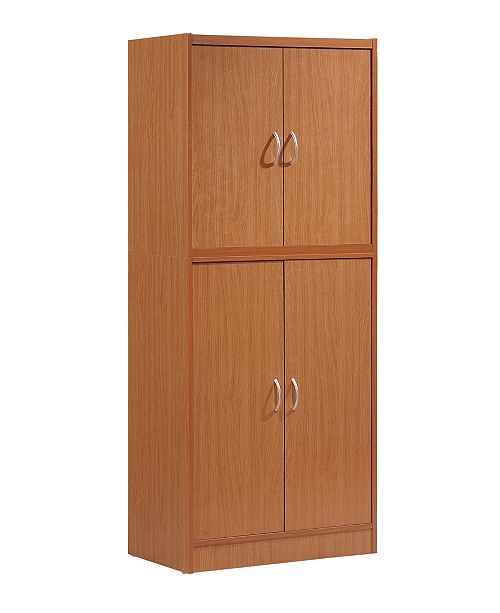 Hodedah 4 Door Kitchen Pantry With 4 Shelves 5 Compartments In Cherry Reviews Furniture Macy S
