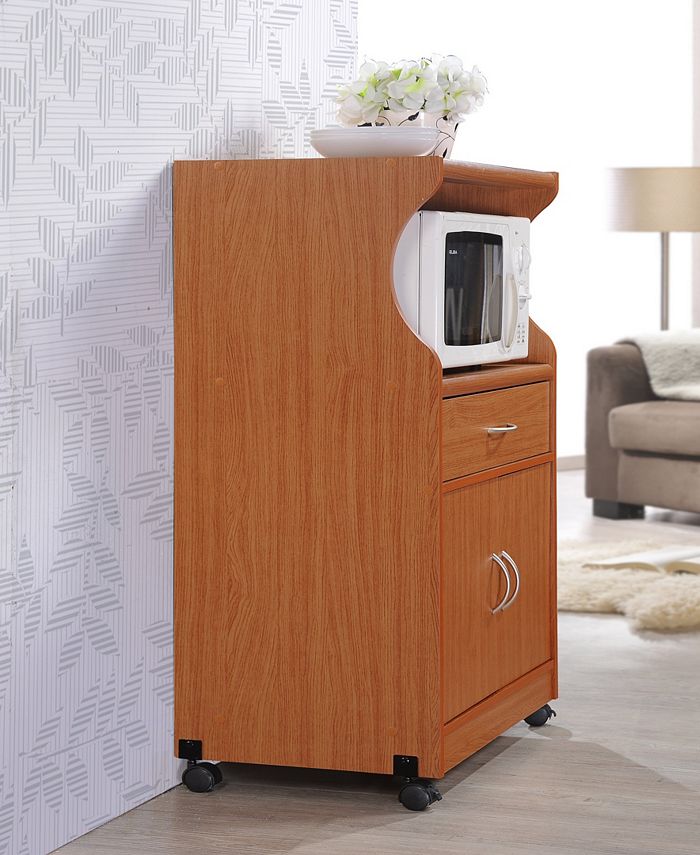 Hodedah Microwave Kitchen Cart in Cherry Macy's