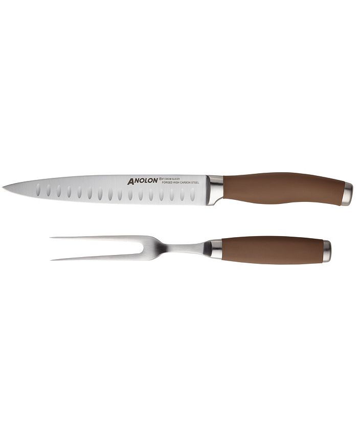Anolon SureGrip Stainless Steel Carving Knife and Meat Fork Set Macy's