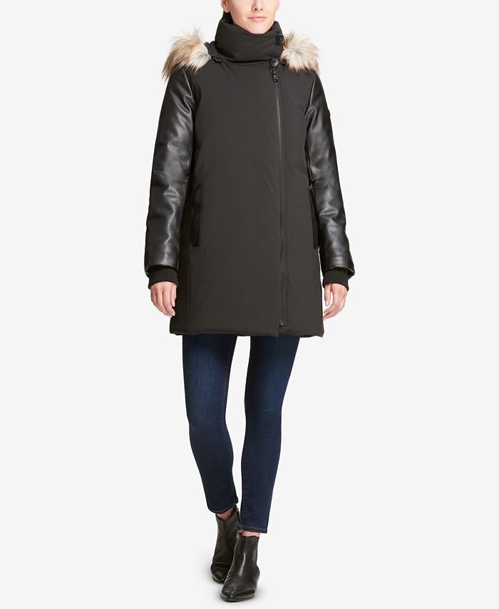DKNY Hooded MixedMedia Puffer Coat, Created for Macy's Macy's